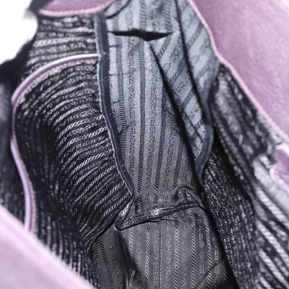 PRADA Hand Bag Vittero Dino Leather Purple Silver Auth 203600