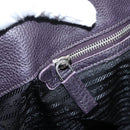 PRADA Hand Bag Vittero Dino Leather Purple Silver Auth 203600-20