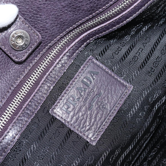 PRADA Hand Bag Vittero Dino Leather Purple Silver Auth 203600