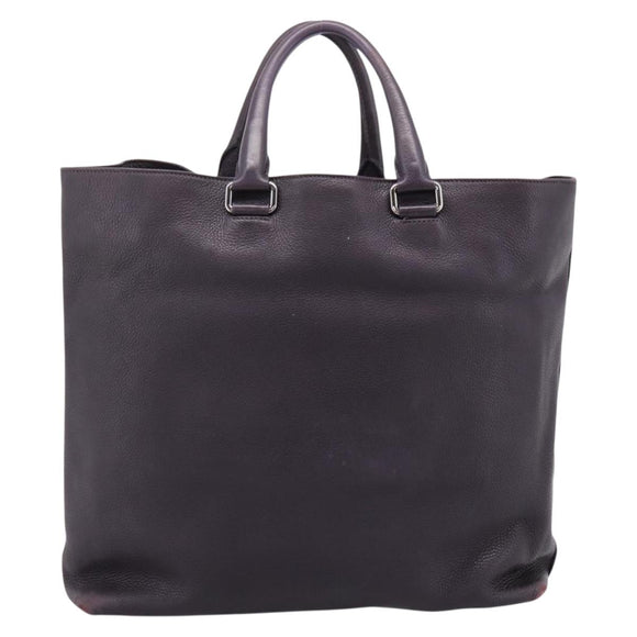 PRADA Hand Bag Vittero Dino Leather Purple Silver Auth 203600