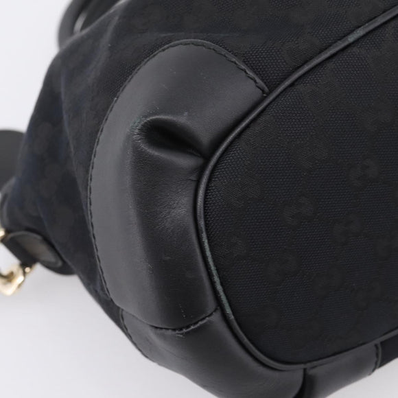 GUCCI GG Canvas Sukey Hand Bag 2way Black Gold 247902 Auth 203601A