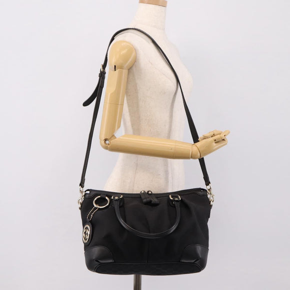 GUCCI GG Canvas Sukey Hand Bag 2way Black Gold 247902 Auth 203601A