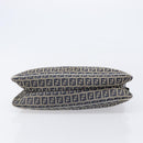 FENDI Zucchino Canvas Mamma Baguette Shoulder Bag Navy Silver Auth 203602-5