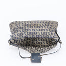 FENDI Zucchino Canvas Mamma Baguette Shoulder Bag Navy Silver Auth 203602-22