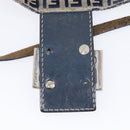 FENDI Zucchino Canvas Mamma Baguette Shoulder Bag Navy Silver Auth 203602-10