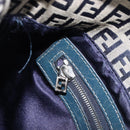 FENDI Zucchino Canvas Mamma Baguette Shoulder Bag Navy Silver Auth 203602-27