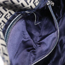 FENDI Zucchino Canvas Mamma Baguette Shoulder Bag Navy Silver Auth 203602-28