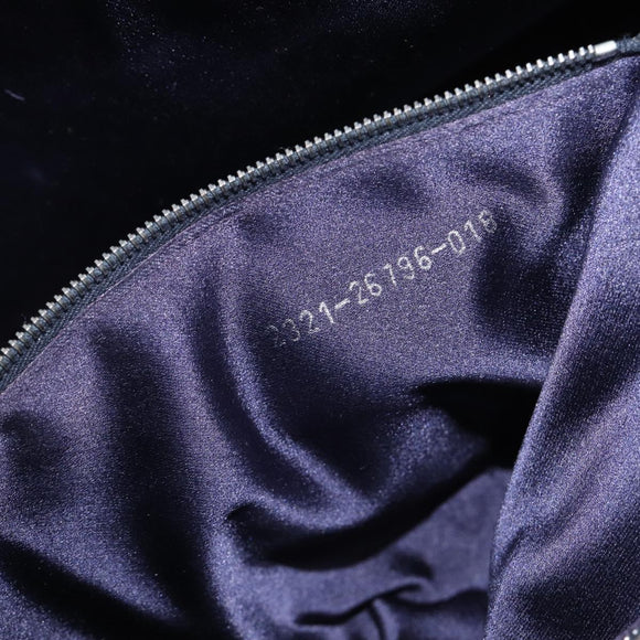 FENDI Zucchino Canvas Mamma Baguette Shoulder Bag Navy Silver Auth 203602
