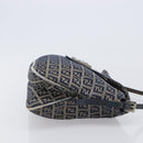 FENDI Zucchino Canvas Mamma Baguette Shoulder Bag Navy Silver Auth 203602-3