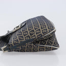 FENDI Zucchino Canvas Mamma Baguette Shoulder Bag Navy Silver Auth 203602-4