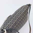 FENDI Zucchino Canvas Mamma Baguette Shoulder Bag Navy Silver Auth 203602-14