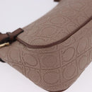 Salvatore Ferragamo Gancini Accessory Pouch PVC Canvas Pink Gold Auth 203603V-11