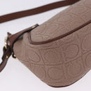 Salvatore Ferragamo Gancini Accessory Pouch PVC Canvas Pink Gold Auth 203603V-13
