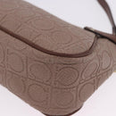 Salvatore Ferragamo Gancini Accessory Pouch PVC Canvas Pink Gold Auth 203603V-14