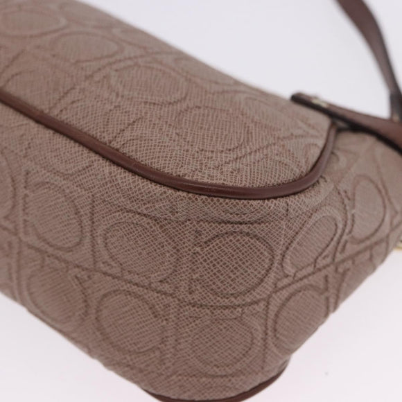 Salvatore Ferragamo Gancini Accessory Pouch PVC Canvas Pink Gold Auth 203603V