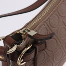 Salvatore Ferragamo Gancini Accessory Pouch PVC Canvas Pink Gold Auth 203603V-16