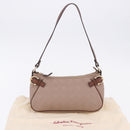 Salvatore Ferragamo Gancini Accessory Pouch PVC Canvas Pink Gold Auth 203603V-22