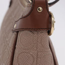 Salvatore Ferragamo Gancini Accessory Pouch PVC Canvas Pink Gold Auth 203603V-6