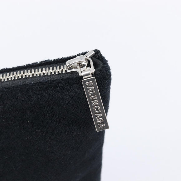 BALENCIAGA Clutch Bag Pile Black Silver Auth 203606A
