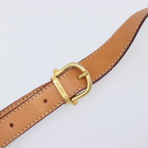 CELINE Macadam Canvas Shoulder Bag PVC Beige Gold Auth 203607