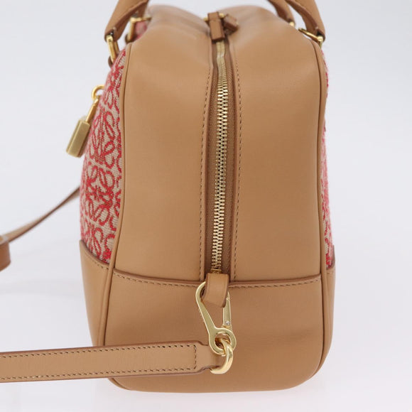 LOEWE Amazona 28 Hand Bag Canvas 2way Beige Gold Auth 203608SAM