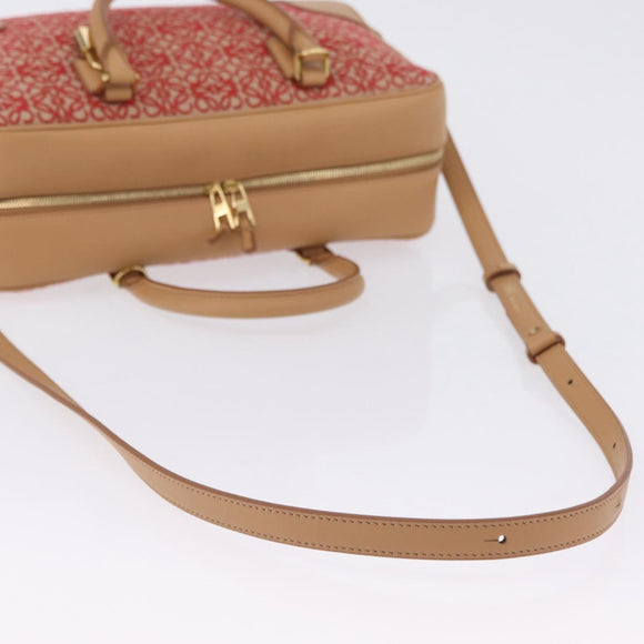 LOEWE Amazona 28 Hand Bag Canvas 2way Beige Gold Auth 203608SAM