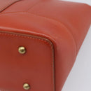 BURBERRY Hand Bag Leather Orange Gold Auth 203611-17