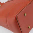 BURBERRY Hand Bag Leather Orange Gold Auth 203611-18