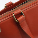 BURBERRY Hand Bag Leather Orange Gold Auth 203611-10