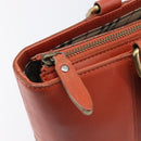 BURBERRY Hand Bag Leather Orange Gold Auth 203611-11