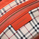 BURBERRY Hand Bag Leather Orange Gold Auth 203611-19