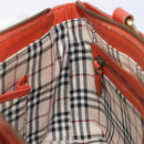 BURBERRY Hand Bag Leather Orange Gold Auth 203611-21