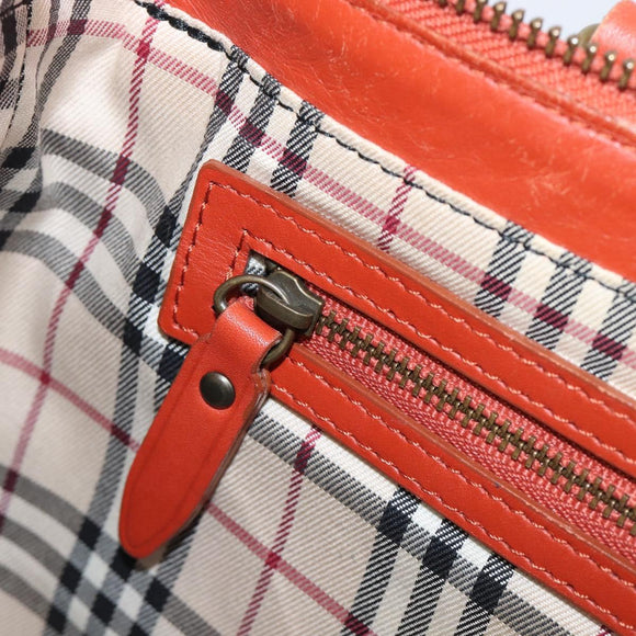BURBERRY Hand Bag Leather Orange Gold Auth 203611