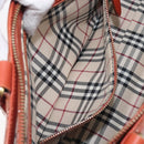 BURBERRY Hand Bag Leather Orange Gold Auth 203611-23