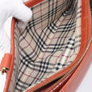 BURBERRY Hand Bag Leather Orange Gold Auth 203611-25