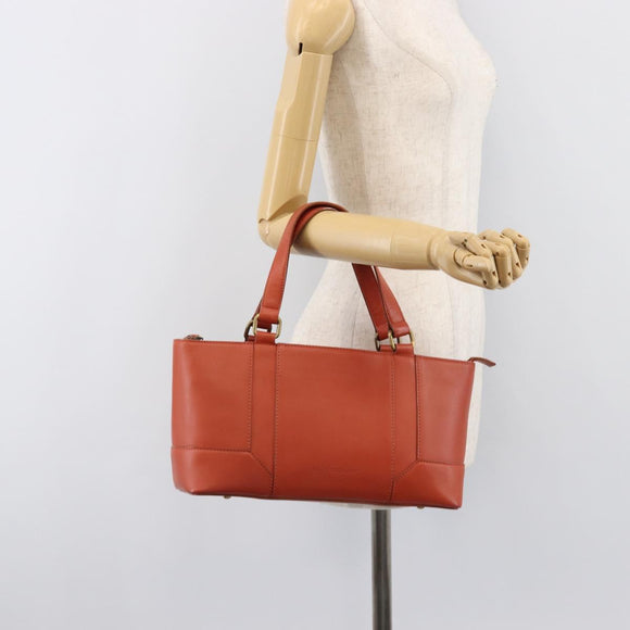 BURBERRY Hand Bag Leather Orange Gold Auth 203611