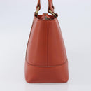 BURBERRY Hand Bag Leather Orange Gold Auth 203611-3
