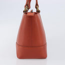 BURBERRY Hand Bag Leather Orange Gold Auth 203611-4