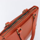 BURBERRY Hand Bag Leather Orange Gold Auth 203611-6