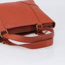 BURBERRY Hand Bag Leather Orange Gold Auth 203611-7