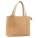 BURBERRY Hand Bag Leather Beige Gold Auth 203613A-1