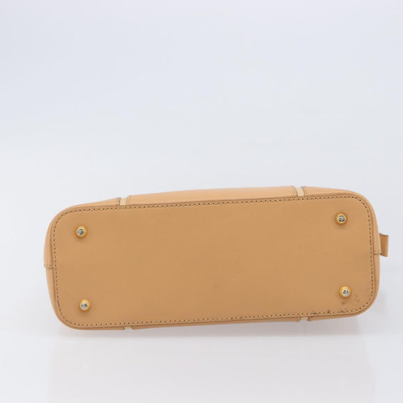 BURBERRY Hand Bag Leather Beige Gold Auth 203613A