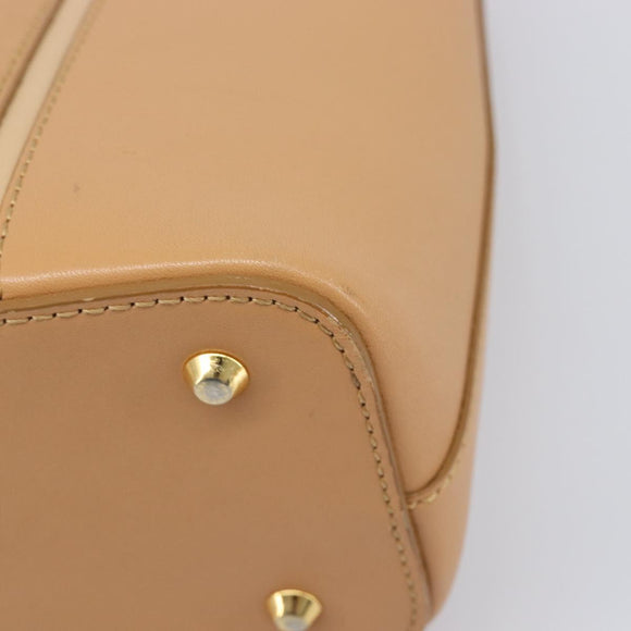 BURBERRY Hand Bag Leather Beige Gold Auth 203613A