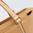 BURBERRY Hand Bag Leather Beige Gold Auth 203613A-11