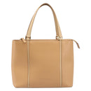 BURBERRY Hand Bag Leather Beige Gold Auth 203613A-13