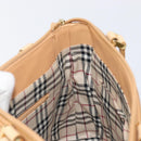 BURBERRY Hand Bag Leather Beige Gold Auth 203613A-21