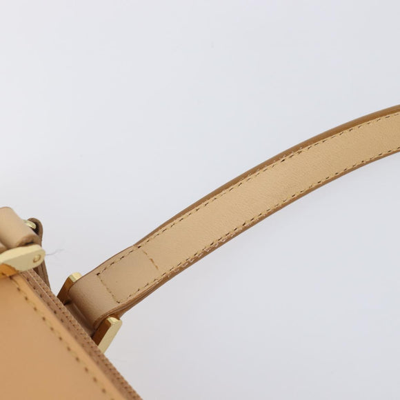 BURBERRY Hand Bag Leather Beige Gold Auth 203613A