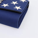 SAINT LAURENT Cassandra Chain Shoulder Bag Canvas Blue Silver Auth 203616M-10