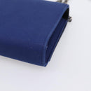 SAINT LAURENT Cassandra Chain Shoulder Bag Canvas Blue Silver Auth 203616M-12