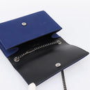 SAINT LAURENT Cassandra Chain Shoulder Bag Canvas Blue Silver Auth 203616M-15